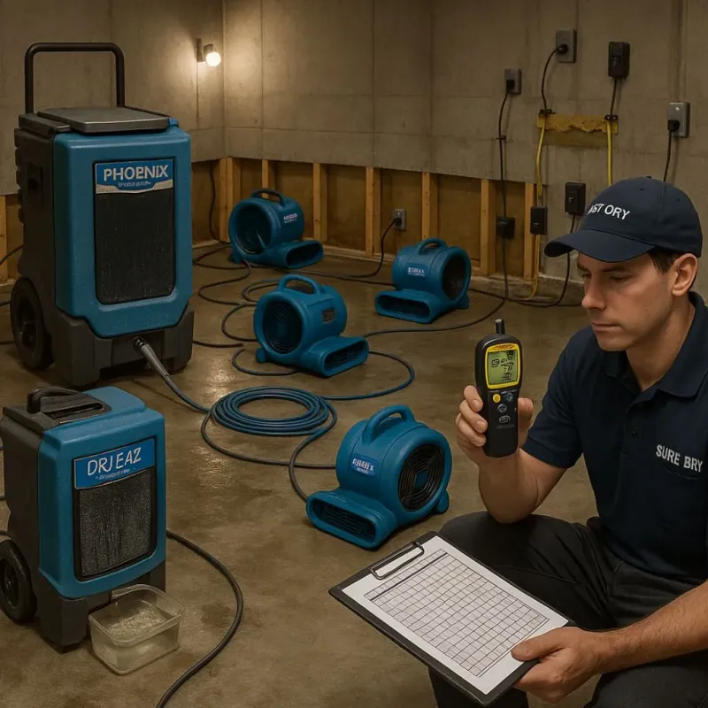 Structural Drying and Dehumidification process in El Paso, TX